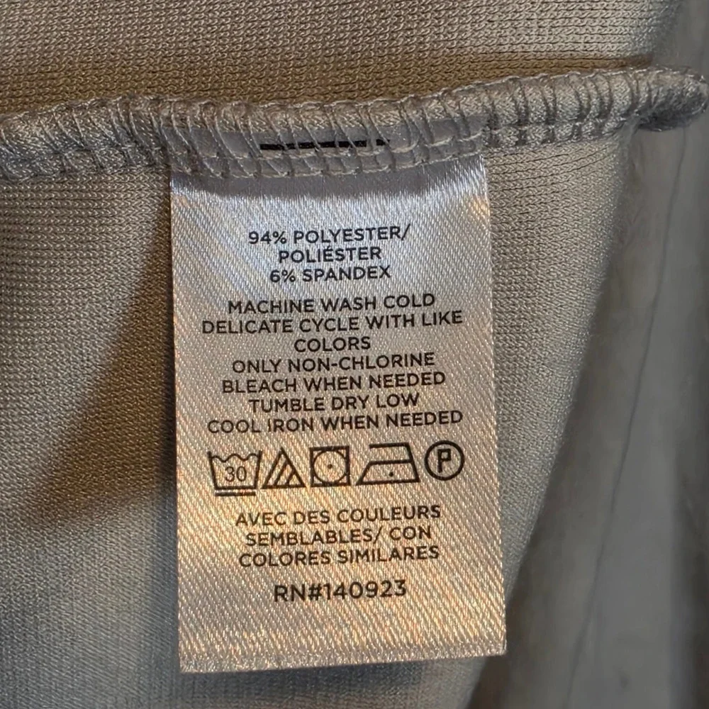 LOFT Womens Light Gray Velour Puff Sleeve Crew Neck Top Blouse Large RN140923